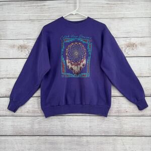 Vintage Hanes Native American Dreamcatcher Crewneck Sweatshirt Adult M Purple